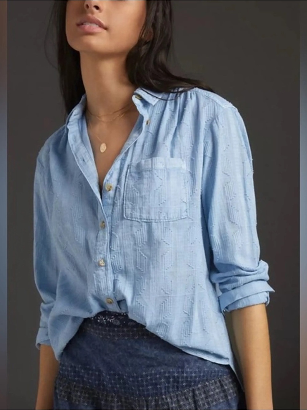 Anthropologie Pilcro Theresa Lace Up Button Down Top